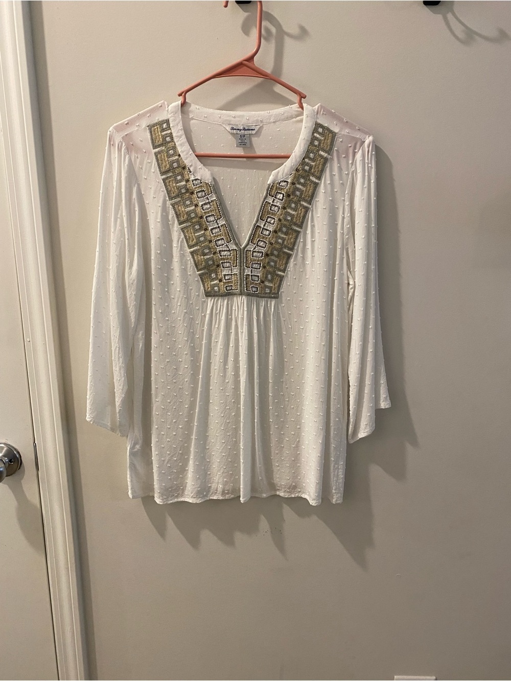 Tommy Bahama White Embellished V-Neck Tunic